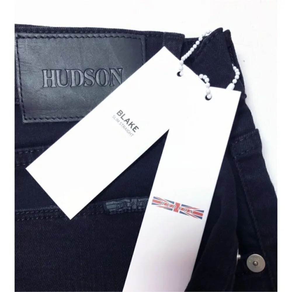 Hudson Jeans Mens Black Denim Blake Slim Fit Straight Leg Jeans Sz 30 x 34 New
